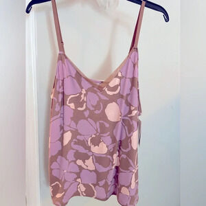 Stars Above NWT XL cami w/adjustable straps, V neck w/sheer trim & side splits.
